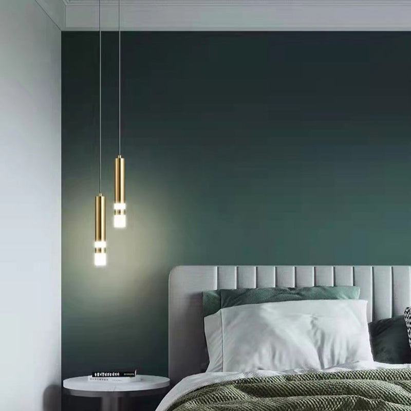 Lustre design LED tube lumineux doré ou noir Amias