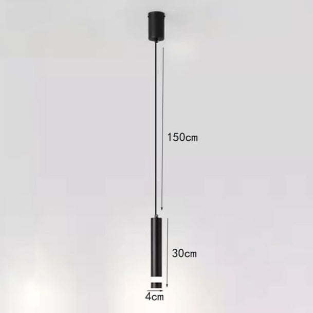 Suspension design LED tube lumineux doré ou noir Amias