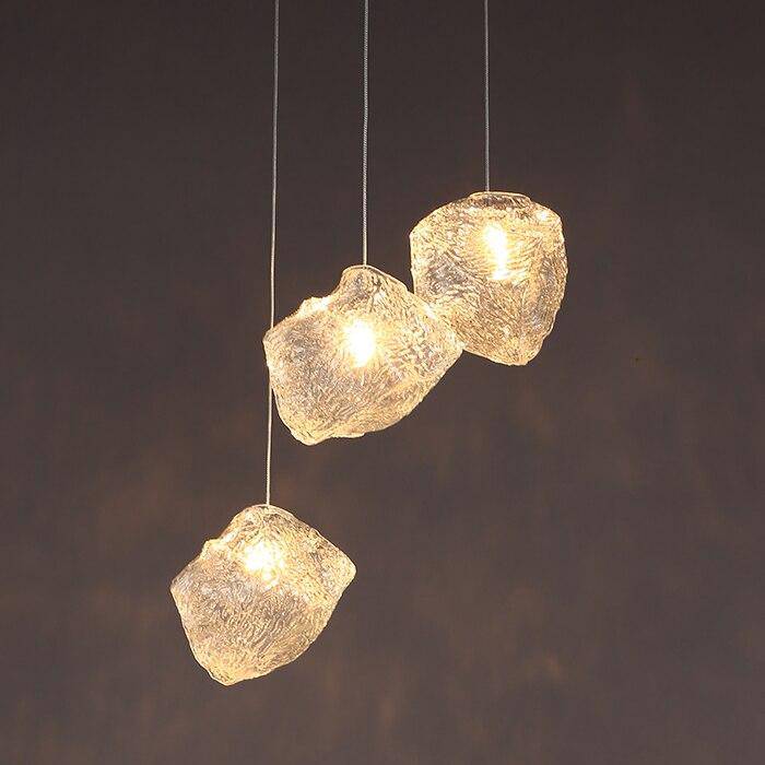 Suspension design LED en forme de pierre cristal Light