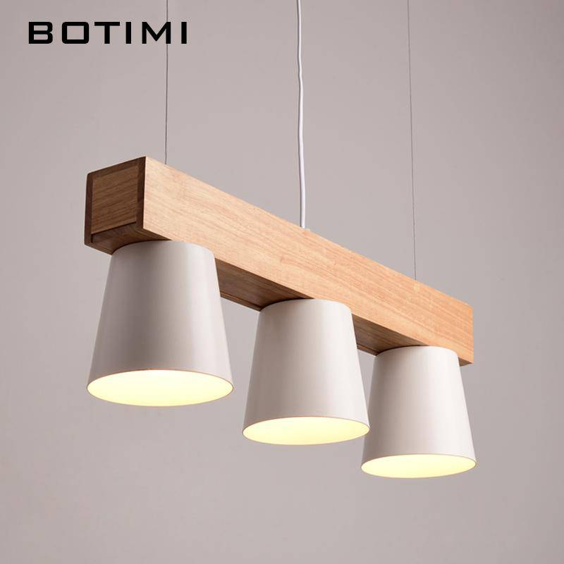 Suspension en bois avec abat-jour en métal Nordic
