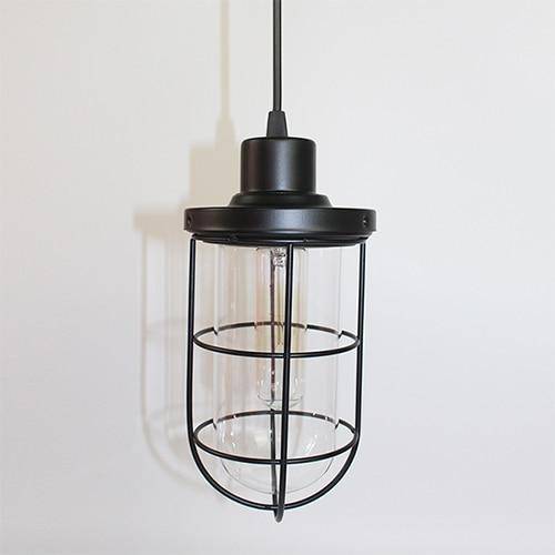 Suspension rétro LED avec cage en métal industriel Light