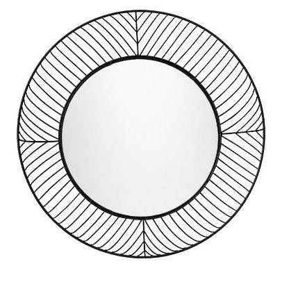 Miroir mural décoratif rond en métal noir Lattice
