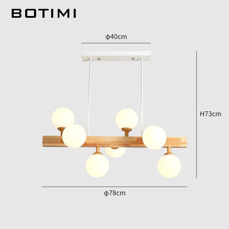Lustre LED en bois avec lampe dans boule en verre
