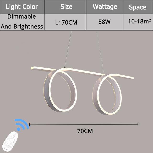 Suspension design à LED à double boucles blanc