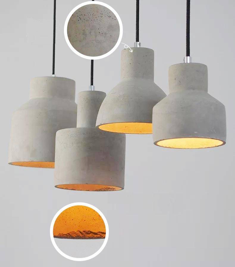 Suspension design LED en ciment (plusieurs formes)