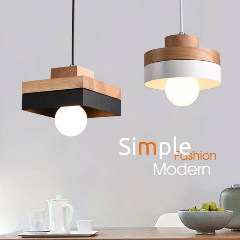 Suspension LED en bois (carré ou rond)