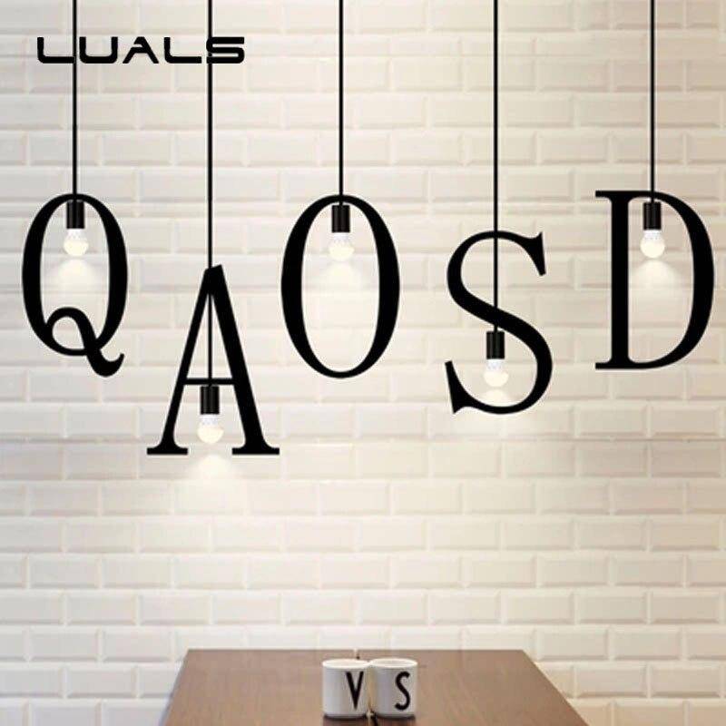Suspension design LED avec Lettres en métal style Creative