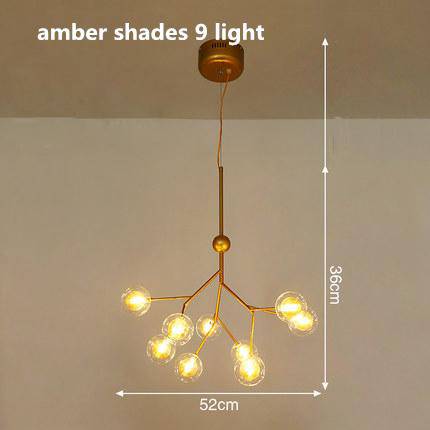 Lustre LED design arbre à branche et boules en verre