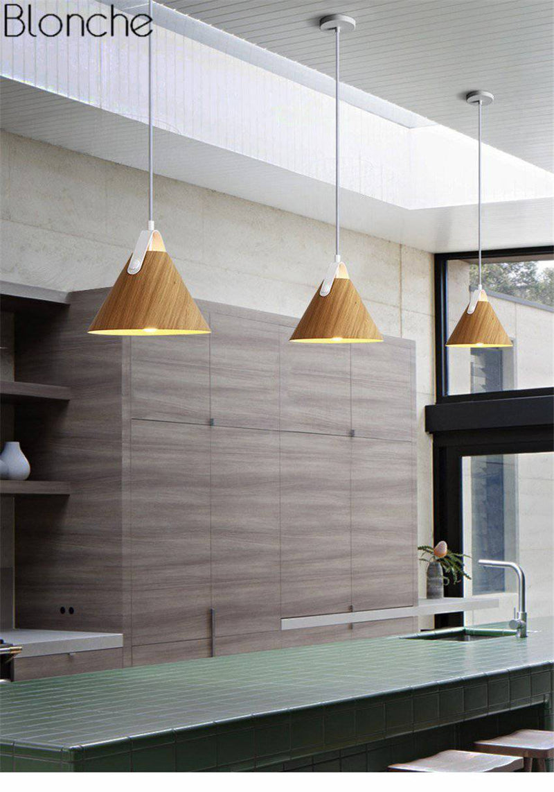 Suspension LED en bois et métal coloré Hanging
