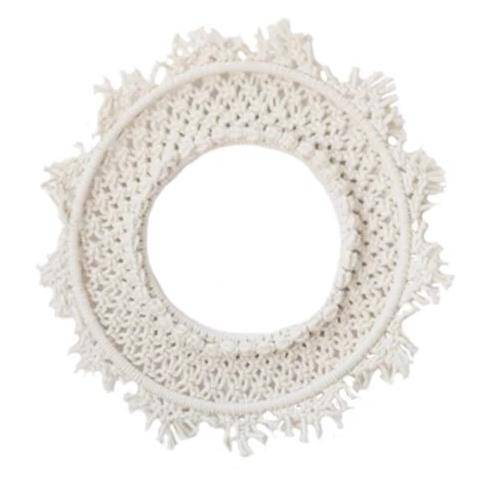 Miroir mural rond en tissu beige Bohemian