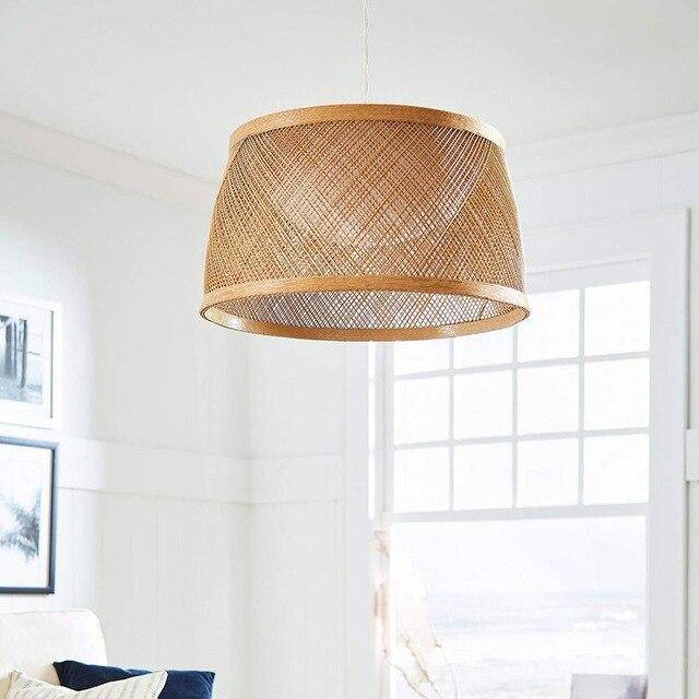 Suspension en bois LED avec abat-jour arrondi Buri