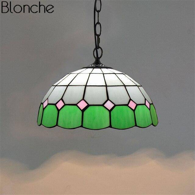 Suspension tiffany vitrail coloré Mediteraneen