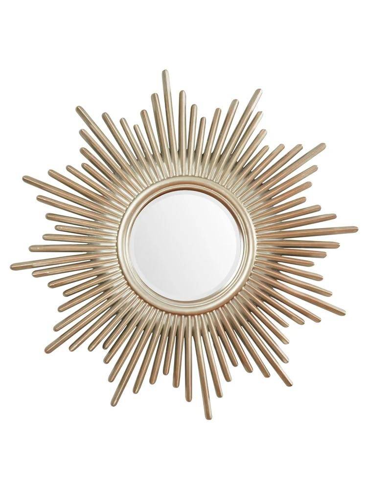 Miroir mural rond soleil en bois doré Sunburt
