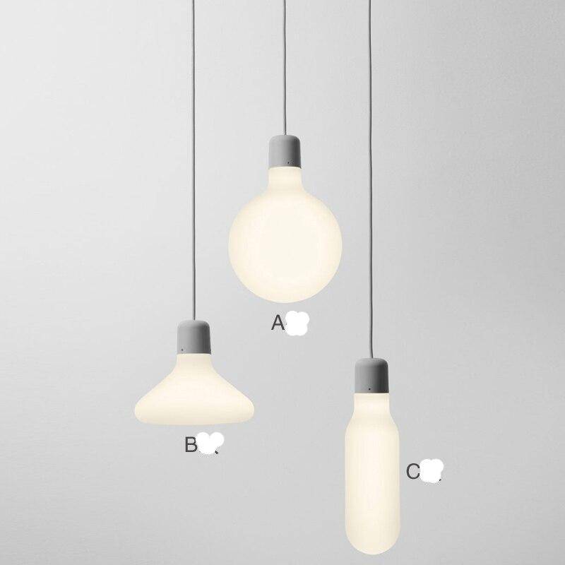 Suspension design LED en verre et support gris