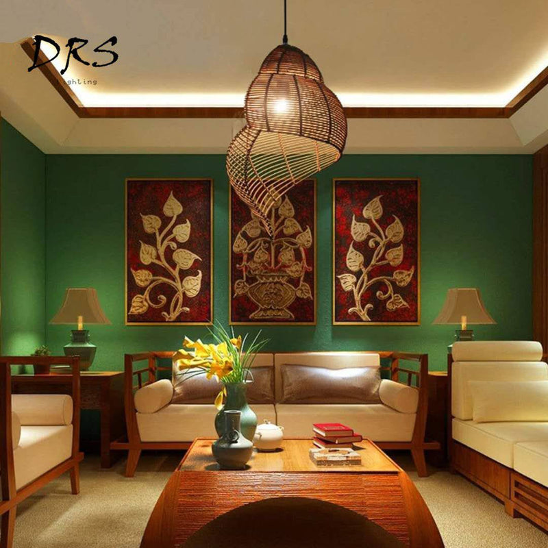 Suspension spirale en bois Asian
