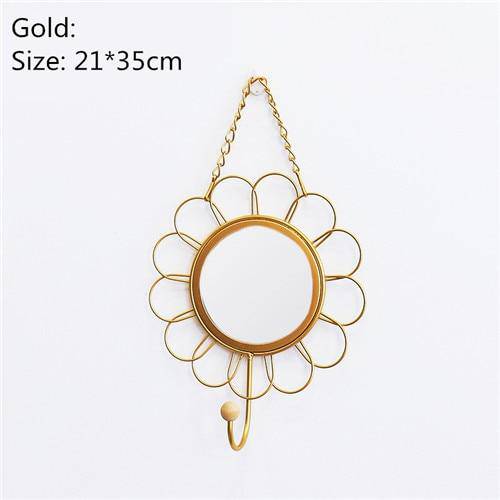 Miroir mural décoratif suspendu rond fleur jaune Nordic