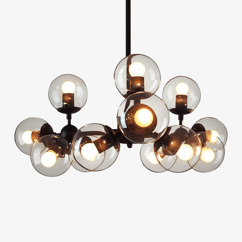Suspension design avec lampe dans boule de verre