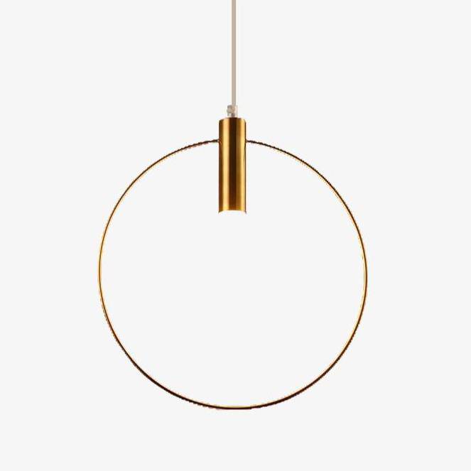 Suspension dorée à LED en forme de rond