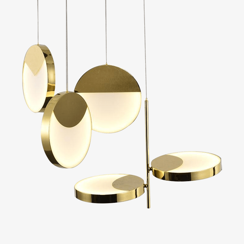 Suspension design LED aux formes arrondies dorées Créative