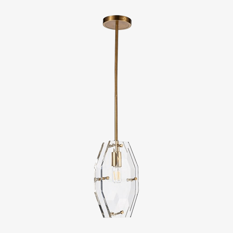 Suspension design LED dorée et plaque verre Luxury
