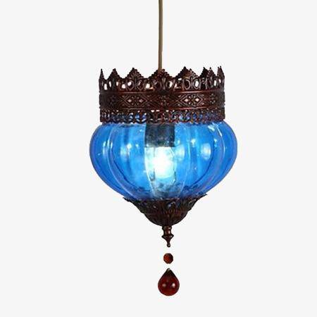 Suspension LED rustique en verre coloré et métal Bohemia