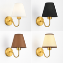 5/12W American Fabric Wall Lamp Modern Gold LED E27 Bulb Cloth Lampshade Wall Light for Hotel Bedroom Bedside Decoration Sconces