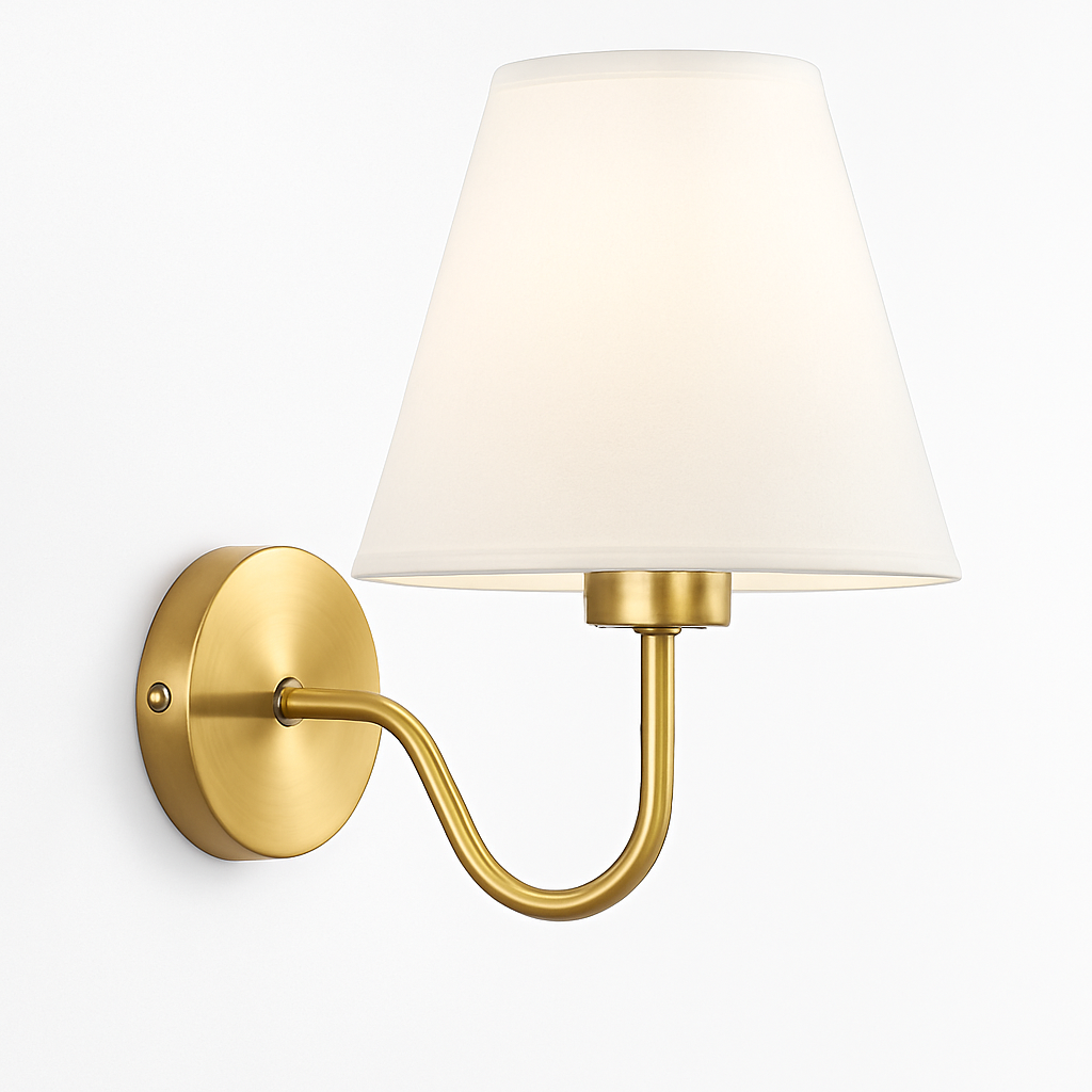 5/12W American Fabric Wall Lamp Modern Gold LED E27 Bulb Cloth Lampshade Wall Light for Hotel Bedroom Bedside Decoration Sconces - vue 2 sur 10