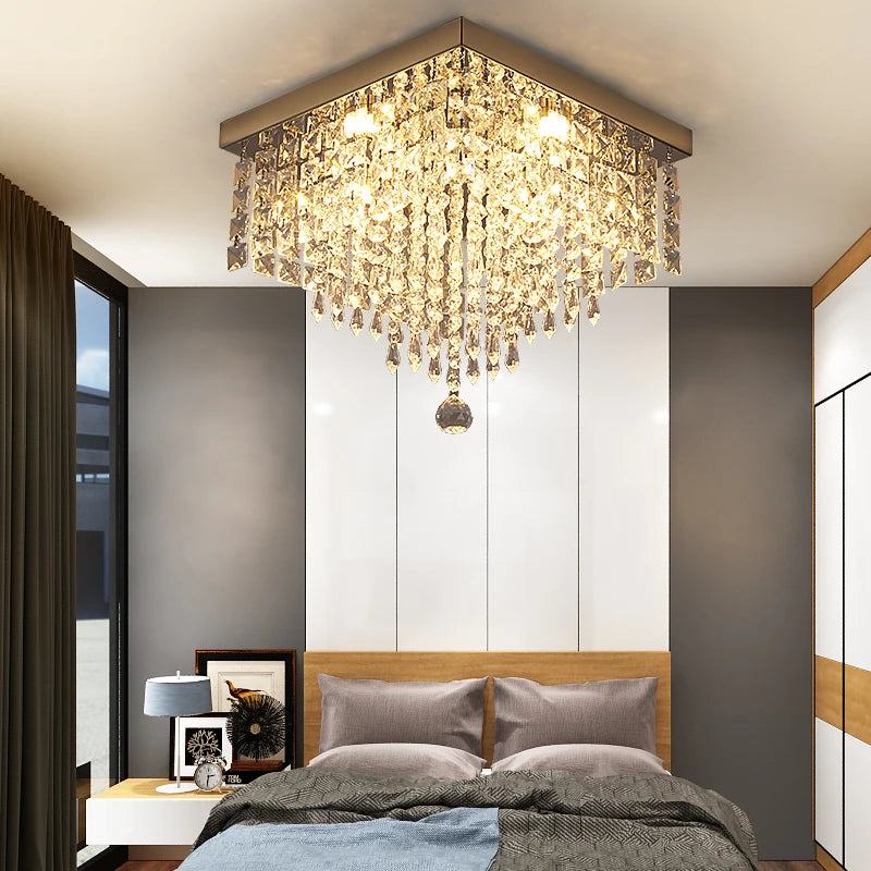 plafonnier Moderne K9 cristal LED carré décor à la maison éclairage salon salle à manger - vue 5 sur 12