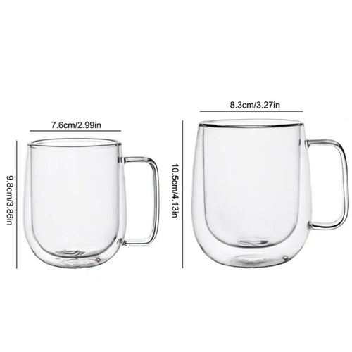 Tasse double paroi verre borosilicate avec anse isolante