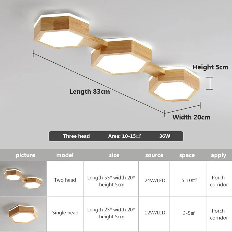 Plafonnier LED moderne en Grain de bois - vue 6 sur 9