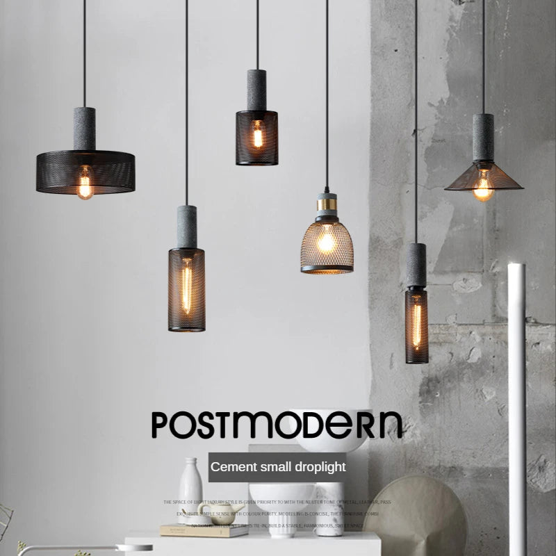 lampes suspendues en ciment pour loft industriel abat-jour en fer forgé