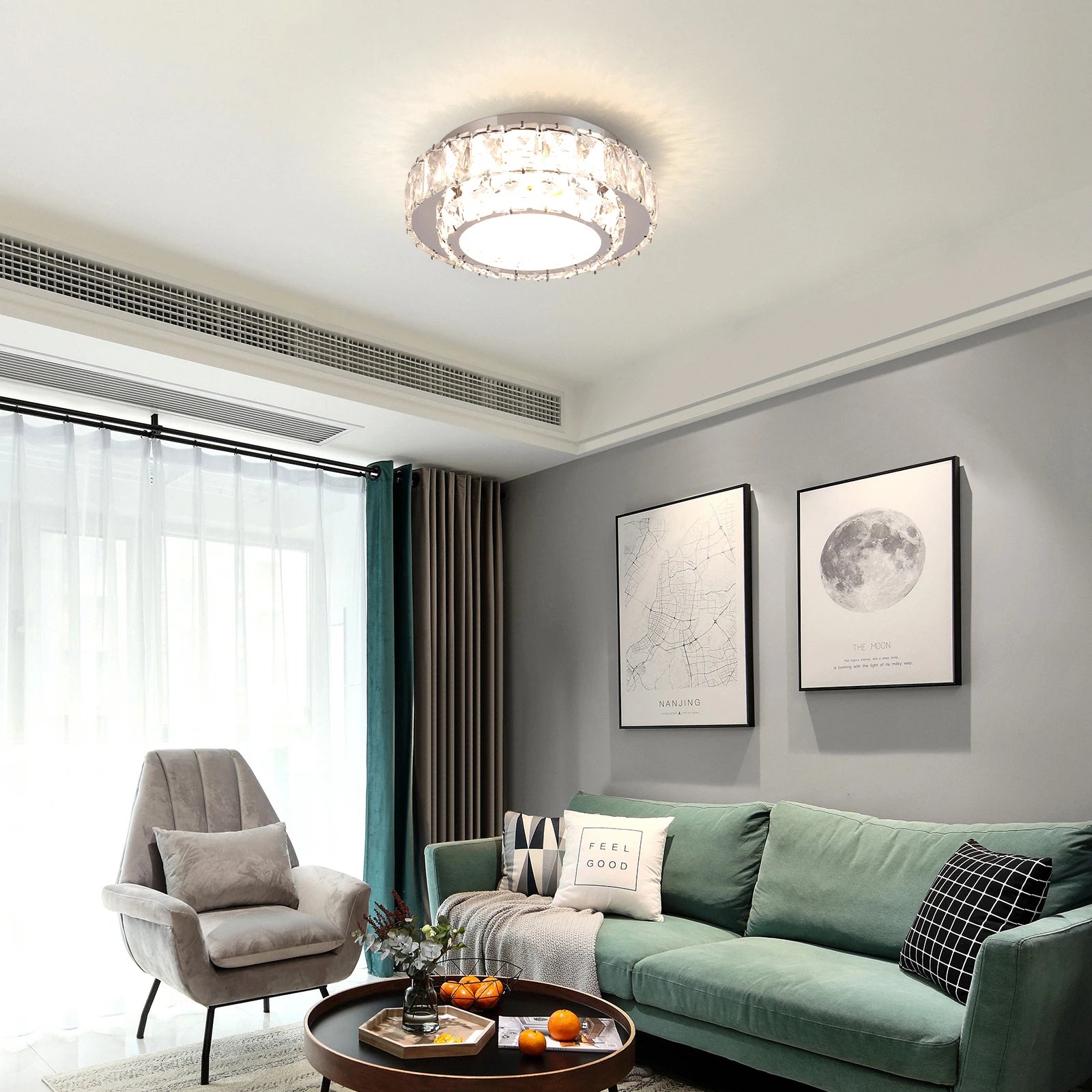 plafonnier moderne de luxe en cristal avec éclairage led intérieur - vue 4 sur 9