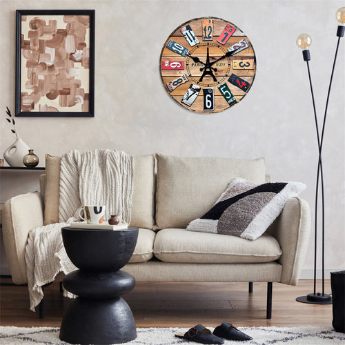horloge murale numérique en bois rétro créatif silencieuse décorative - vue 6 sur 7