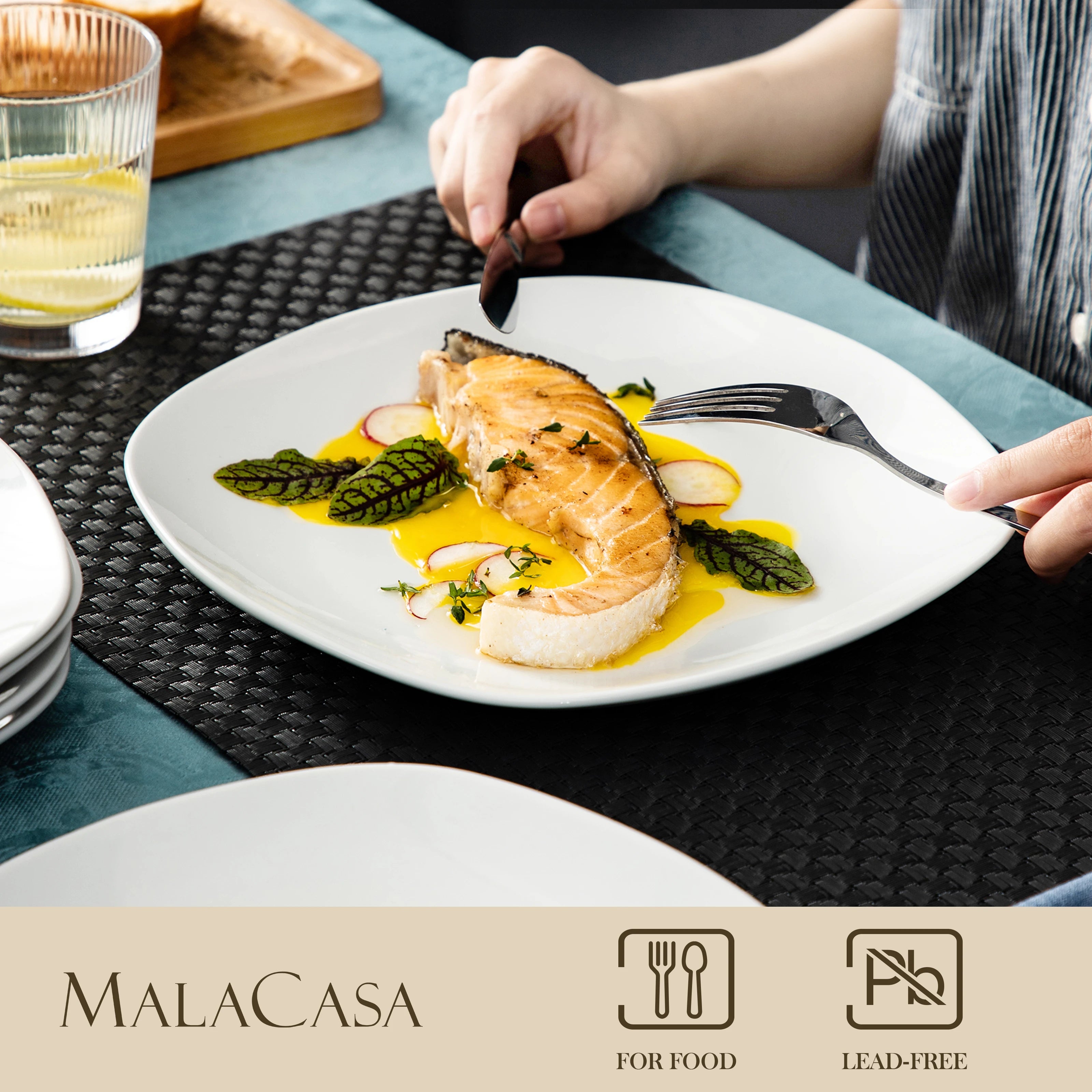 service assiettes ceramique malacasa elisa style minimaliste - vue 3 sur 6