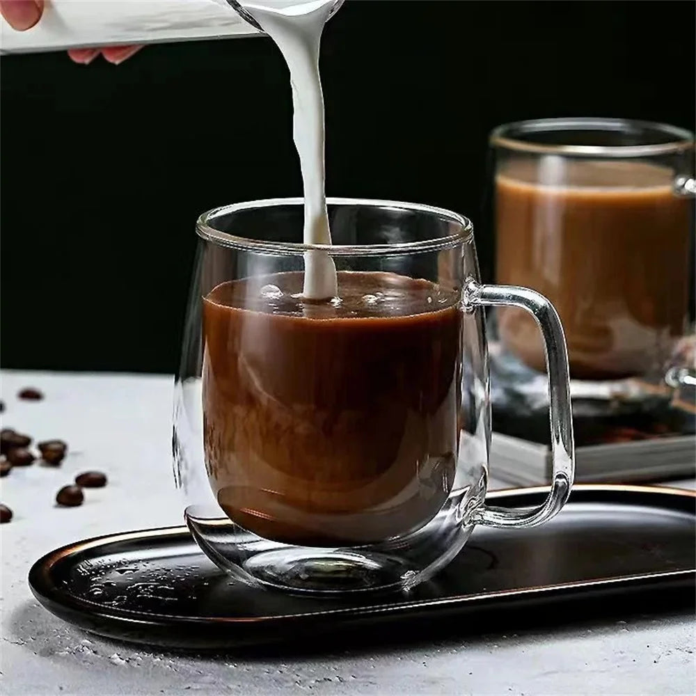 Tasse double paroi verre borosilicate avec anse isolante - vue 4 sur 7