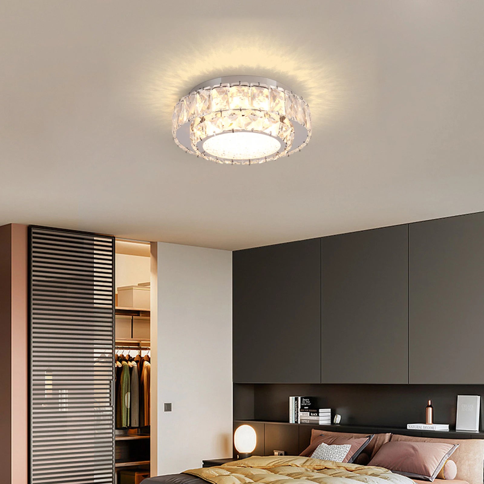 plafonnier moderne de luxe en cristal avec éclairage led intérieur - vue 3 sur 9