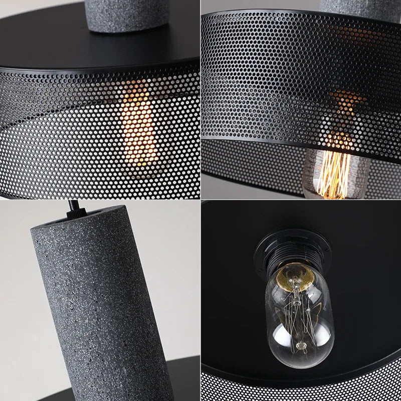 lampes suspendues en ciment pour loft industriel abat-jour en fer forgé - vue 5 sur 28