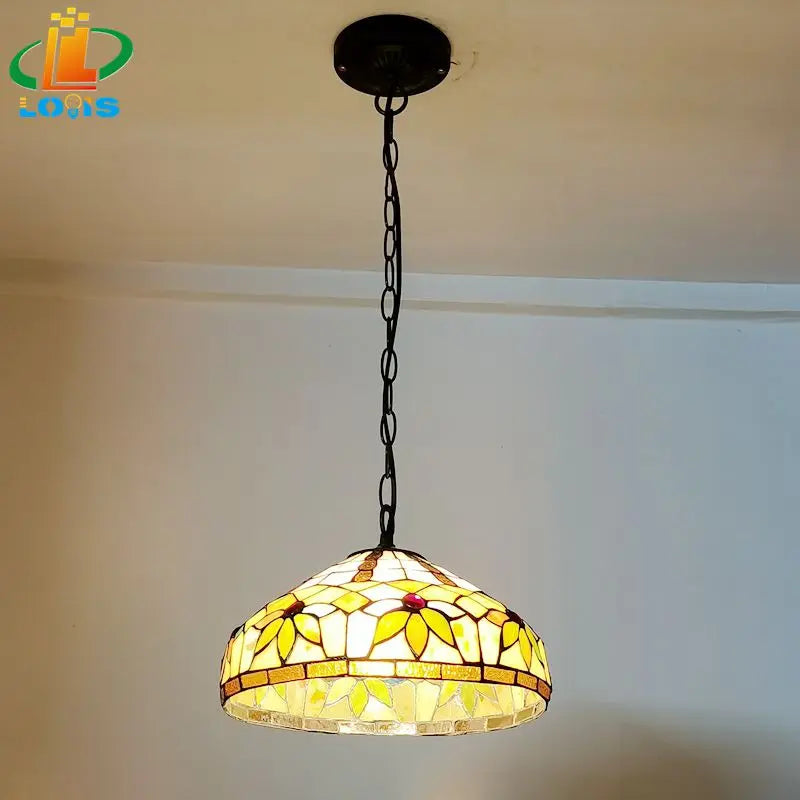 lustre tiffany feuilles éclairage créatif pour café restaurant bar - vue 2 sur 6