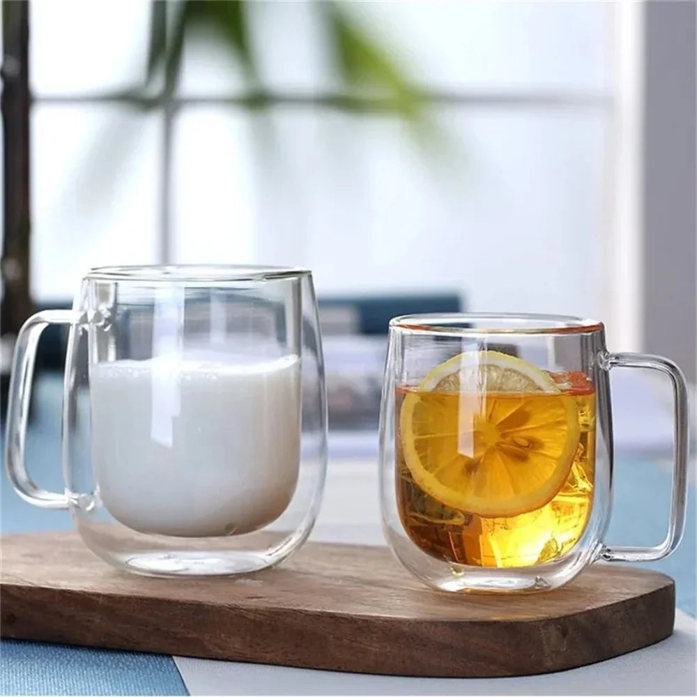 Tasse double paroi verre borosilicate avec anse isolante - vue 2 sur 7