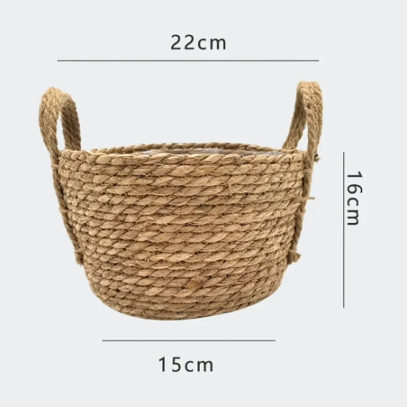 panier à fleurs en paille tressée pour décoration intérieure et extérieure - vue 8 sur 18