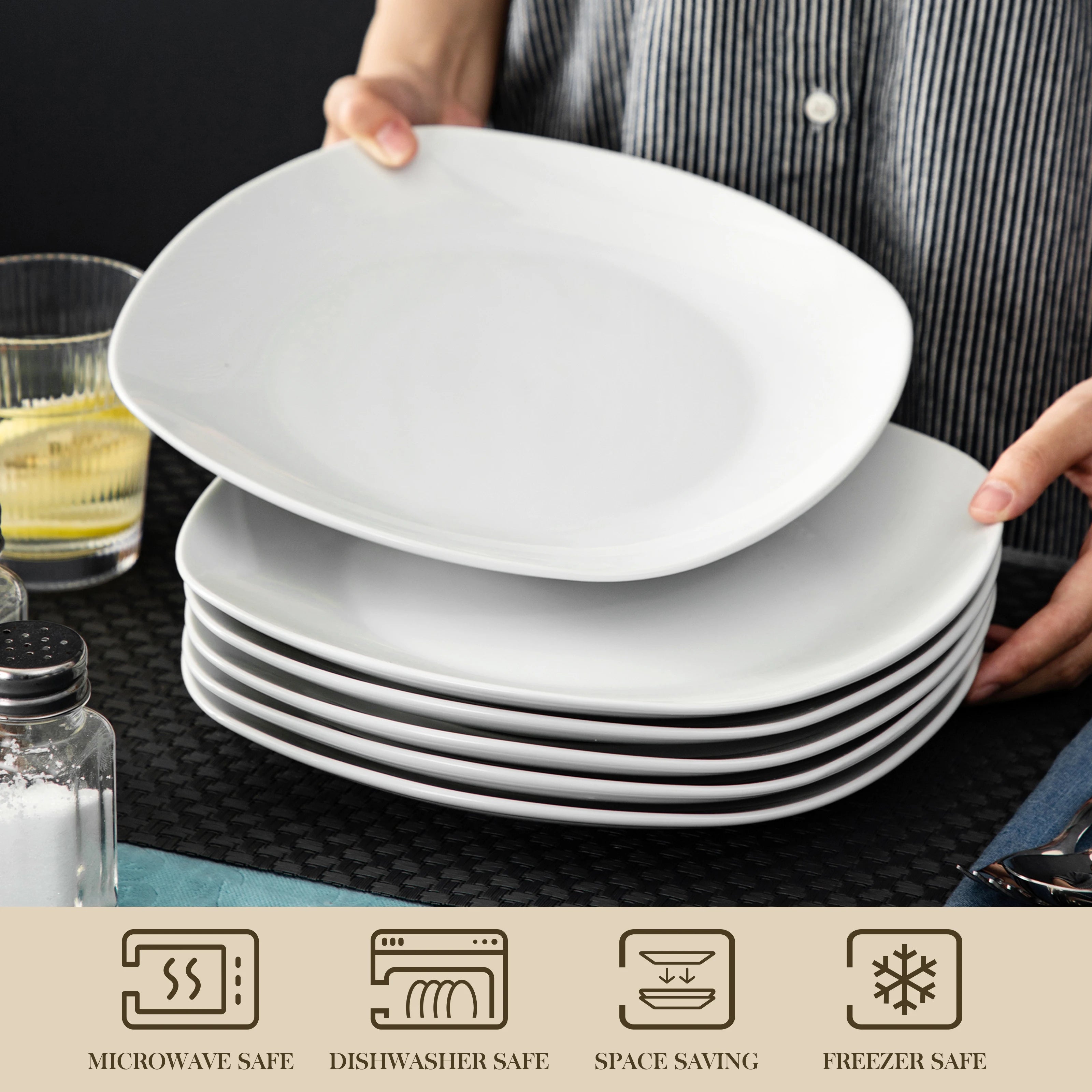 service assiettes ceramique malacasa elisa style minimaliste - vue 4 sur 6