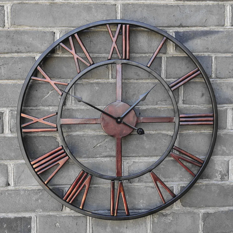 horloge murale décorative rétro romaine en fer forgé silencieuse vintage