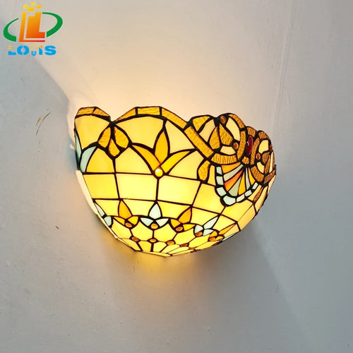 applique murale en verre style européen art déco tiffany - vue 3 sur 6