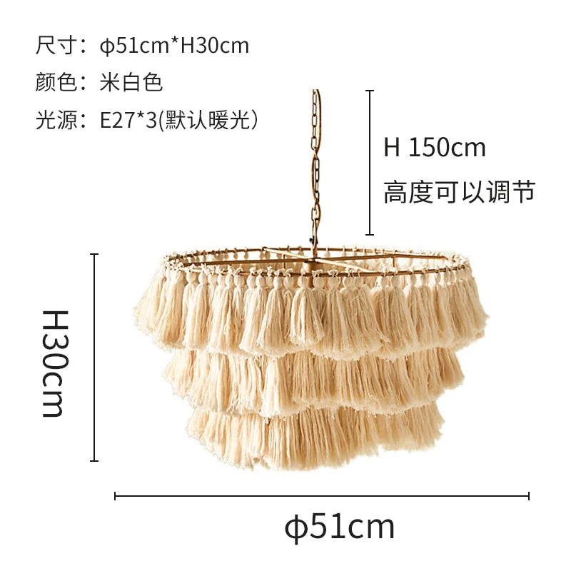 suspension moderne en coton avec pampilles design nordique artistique - vue 19 sur 22