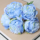 bouquet de 5 têtes de roses et pivoines artificielles pour mariage décoration