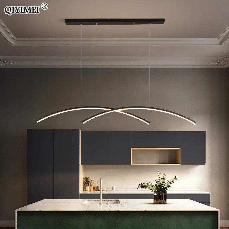 lustre suspendu moderne avec télécommande et lumières led intégrées - vue 7 sur 12