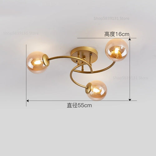 plafonnier nordique simple en verre avec led moderne - vue 9 sur 12