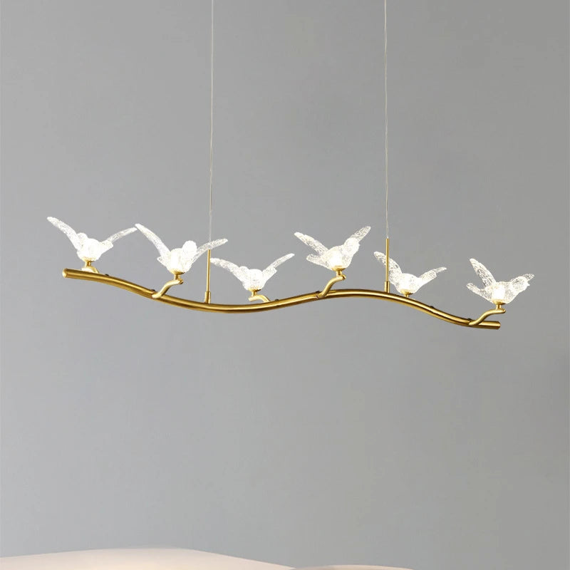 lustre moderne de luxe en cristal avec lampe d'oiseau led - vue 4 sur 9