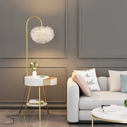 lampadaire nordique en plumes pour décoration intérieure élégante - vue 4 sur 10