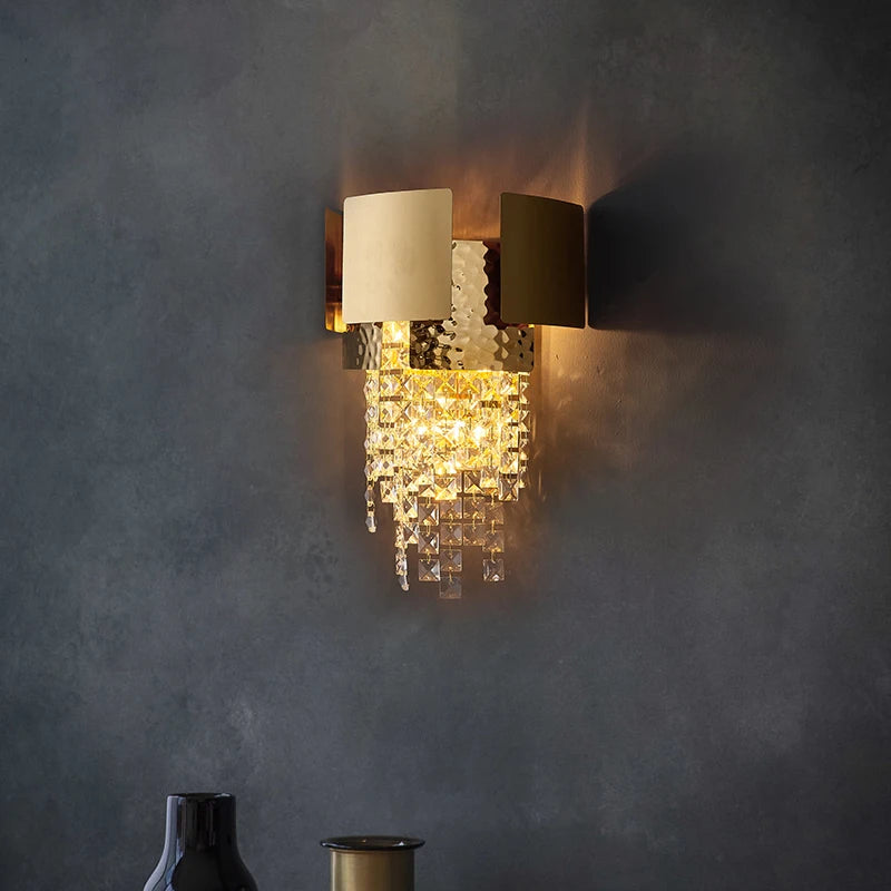 NAVIMC moderne applique en cristal pour chevet or applique murale LED appliques luminaires salon décor applique murale LED lumière en cristal - vue 2 sur 6